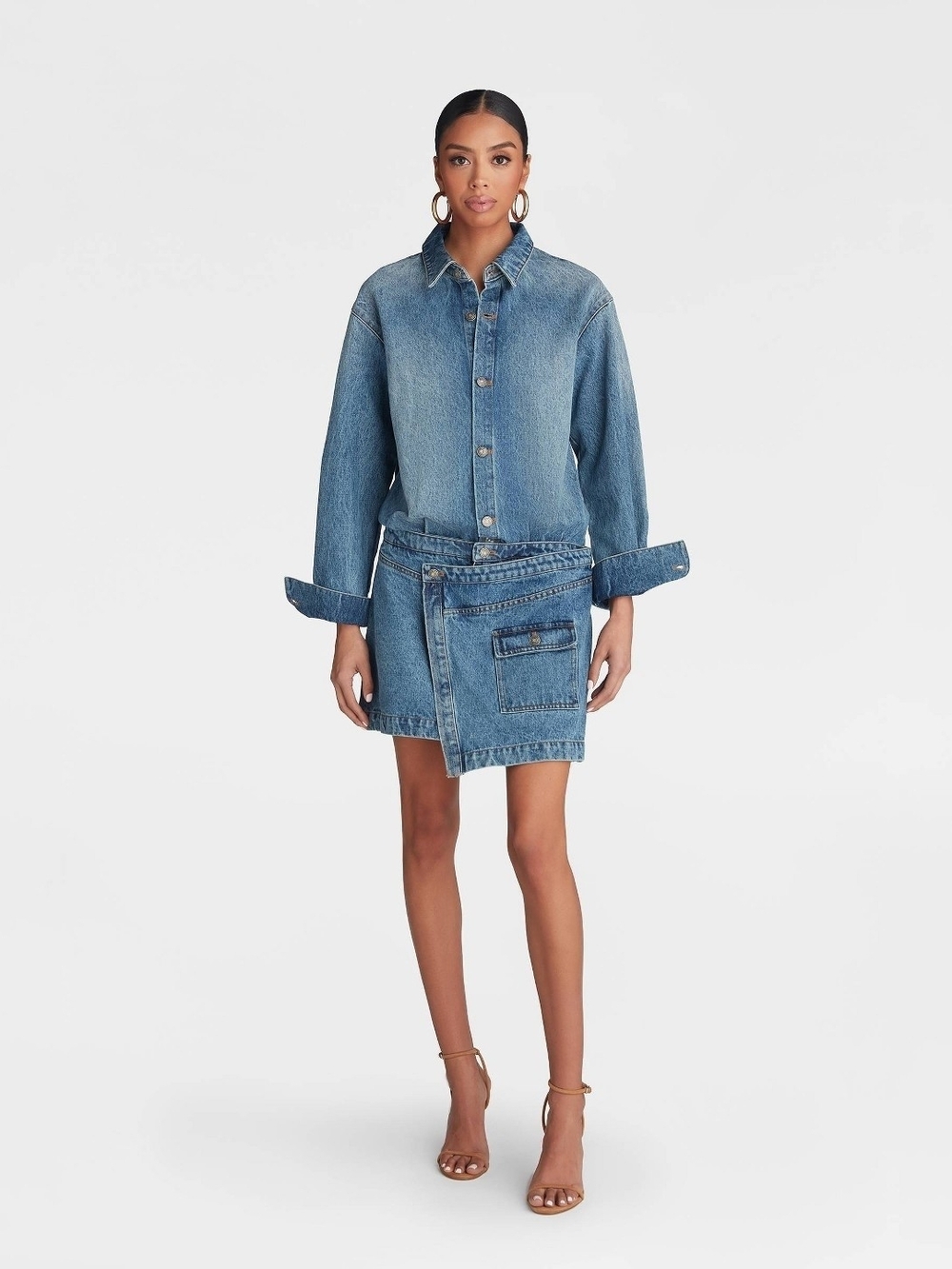 KBB Long Sleeve Asymm Denim Dress